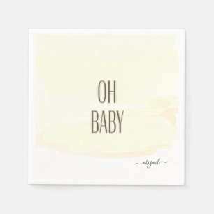 Custom Name Oh Baby Yellow Splash Baby Shower Napkins