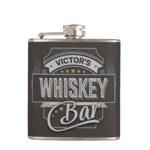 Custom NAME Old Deluxe Liquor Label Whiskey Bar Flask