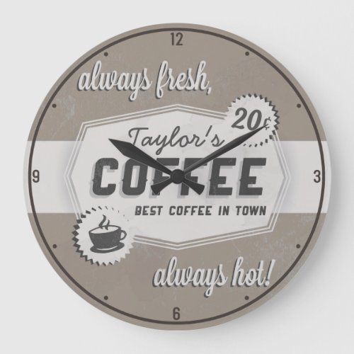 Custom NAME Old Retro 50s Coffee Shop Diner Large Clock