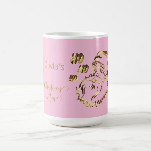 Custom Name Olivias Christmas Mug Cute Santa Pink