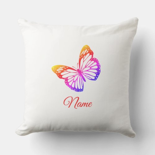 Custom Name Ombre Butterfly Throw Pillow