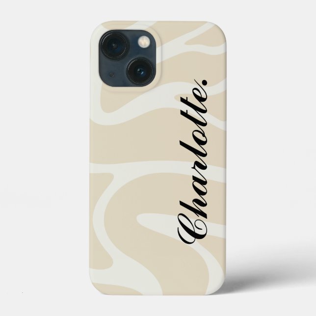 Custom Name on Beige Cream Simple Organic Pattern Case-Mate iPhone Case (Back)