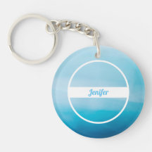 Custom Name On Blue Gradient Metal Keychain