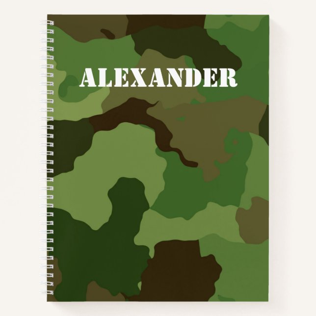 Custom Name on Camouflage Background Notebook (Front)