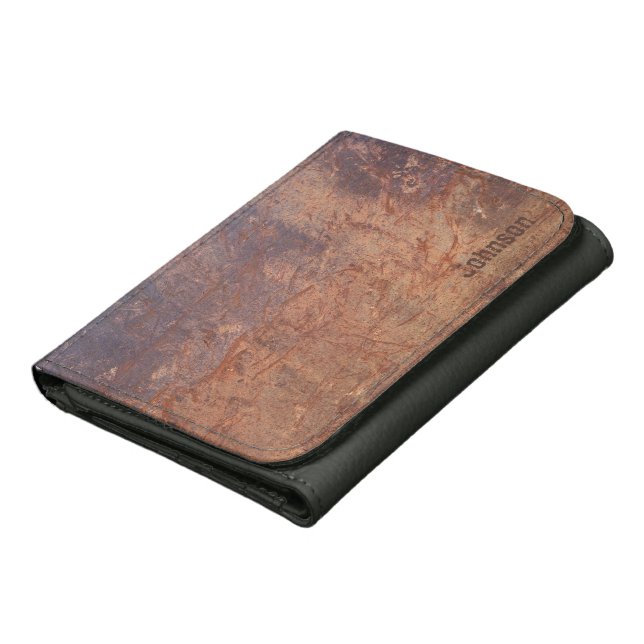 Custom Name on Cool and Unique Grunge Leather Wallet (Bottom)