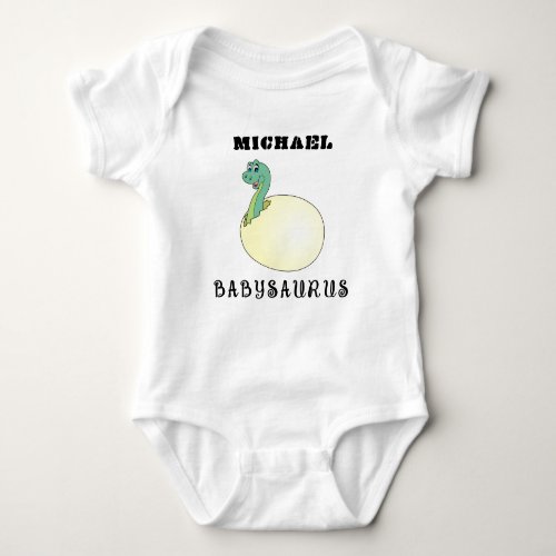 Custom Name on Cute Hatchling Dinosaur Baby Bodysu Baby Bodysuit