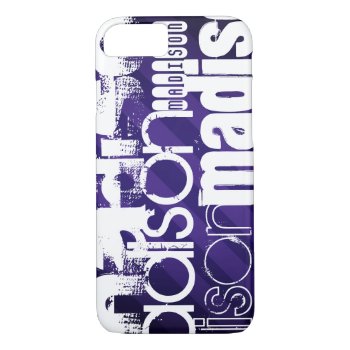 Custom Name On Deep Violet Purple Stripes Iphone 8/7 Case by ColorStock at Zazzle