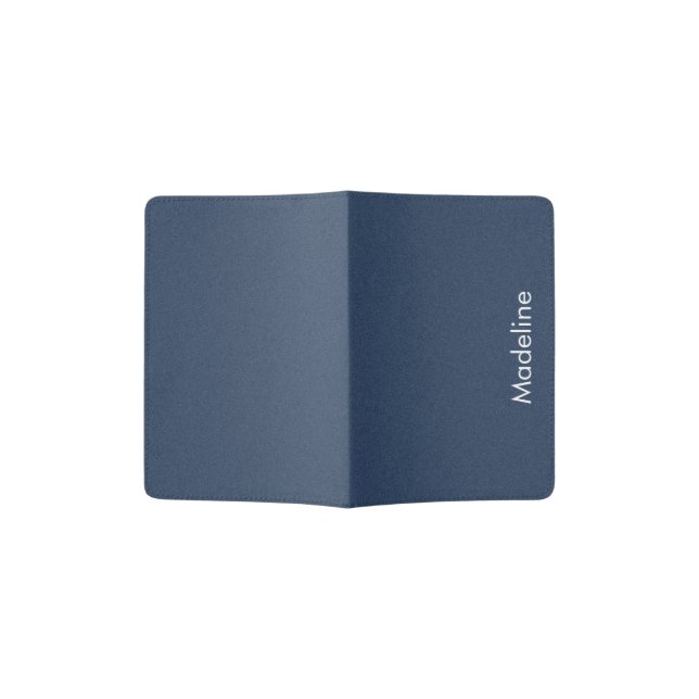 Custom Name on Elegant Blue Texture Passport Holder (Opened)