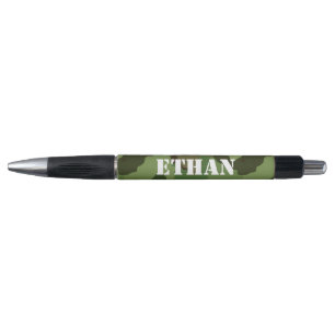 Custom Name on Green and Brown Camouflage Pen