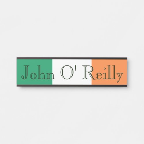 Custom Name On Irish Flag npcn Door Sign