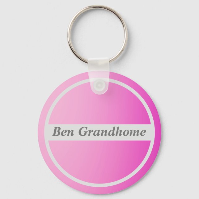 Custom Name On Pink Gradient  Keychain (Front)