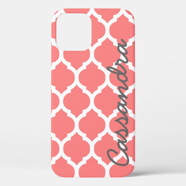 Custom Name on Pink Moroccan Trellis Case-Mate iPhone Case (Back)
