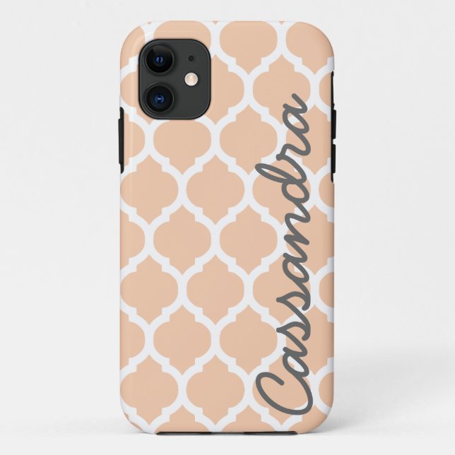 Custom Name on Pink Moroccan Trellis Case-Mate iPhone Case (Back)