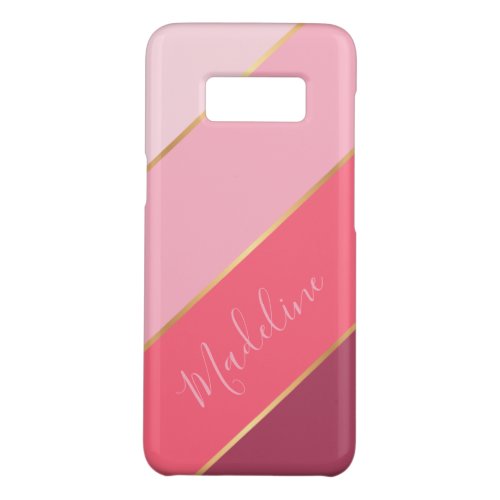 Custom Name on Pretty Pastel Rose Blush Stripes Case_Mate Samsung Galaxy S8 Case