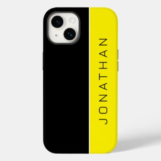 Custom Name on Simple Modern Black | Yellow