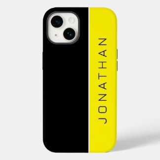 Custom Name on Simple Modern Black | Yellow Case-Mate iPhone 14 Case