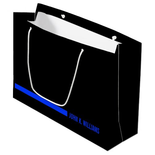 Custom Name on The Thin Blue Line Police Large Gift Bag