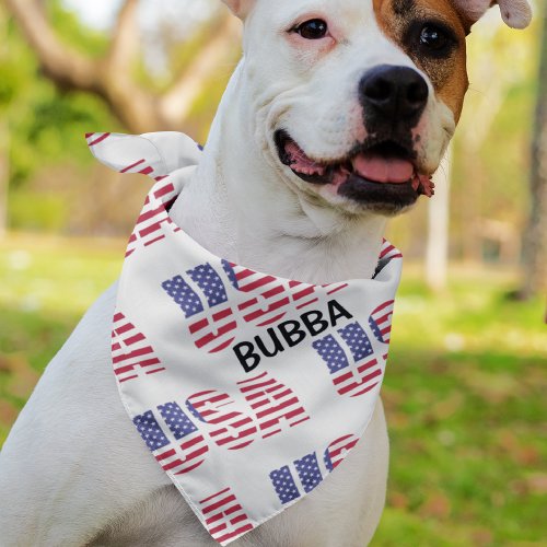 Custom Name on USA Flag Dog Bandana 