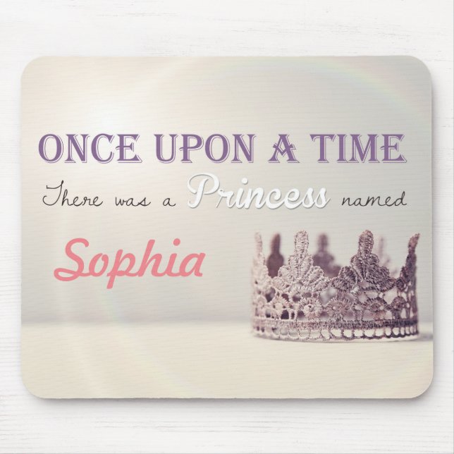 Custom name 'Once Upon a Time' Princess Crown Mouse Pad (Front)