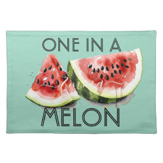 Custom Name ONE IN A MELON Summer Blue Party Tools Cloth Placemat