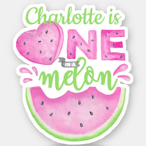 Custom Name One In A Melon Watermelon Sticker