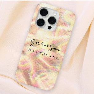 Custom Name Opal Stone Design Rose Gold  iPhone 15 Pro Case