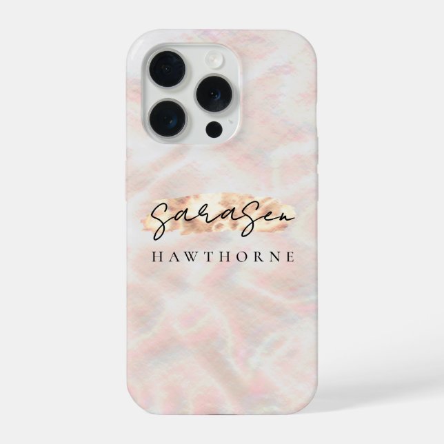 Custom Name Opal Stone Design Rose Gold  Iphone Case (Back)
