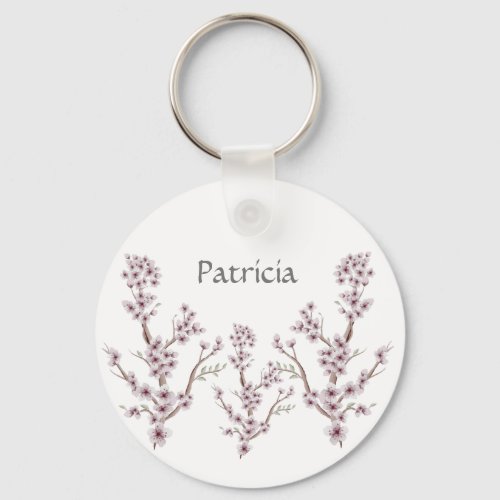 Custom Name Option Cherry Blossoms Keychain