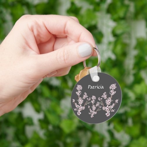 Custom Name Option Cherry Blossoms Keychain