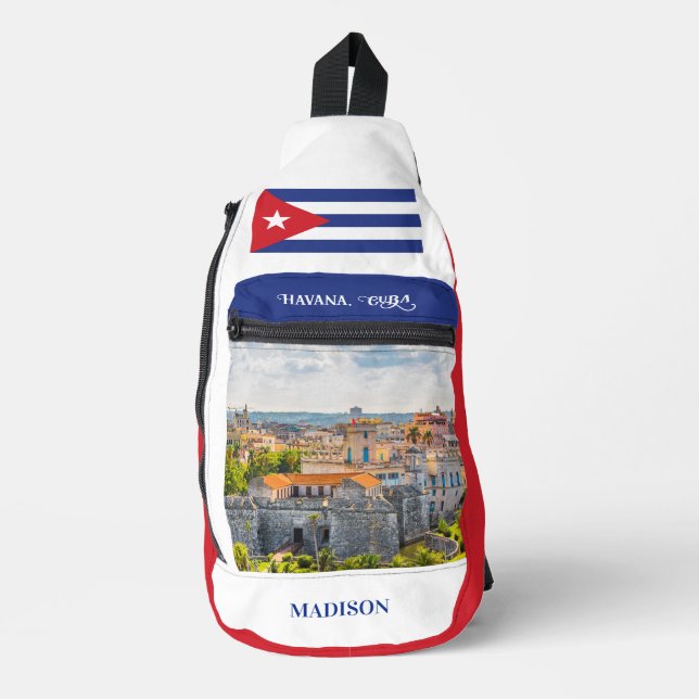 Custom Name (& optionally Photo) Havana Cuba Sling Bag (Front)