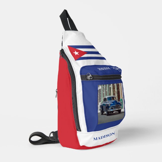 Custom Name (& optionally Photo) Havana Cuba Sling Bag (Left Corner)