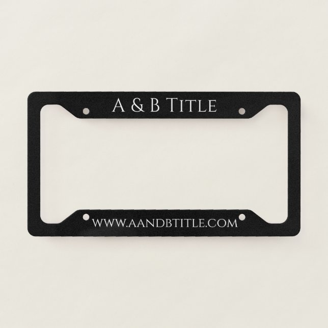 Custom Name or Business License Plate Frame (Front)