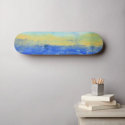 Custom Name or Monogram _ Beach Blue Abstract Art Skateboard