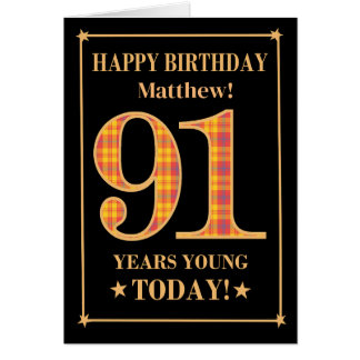 Custom Name or Relation 91st Birthday Tartan Card