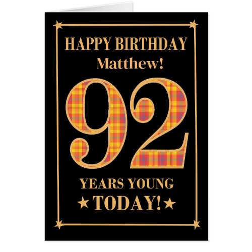 Custom Name or Relation 92nd Birthday Tartan Card