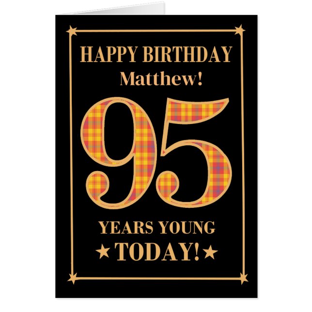 Custom Name or Relation 95th Birthday Tartan Card (Front)