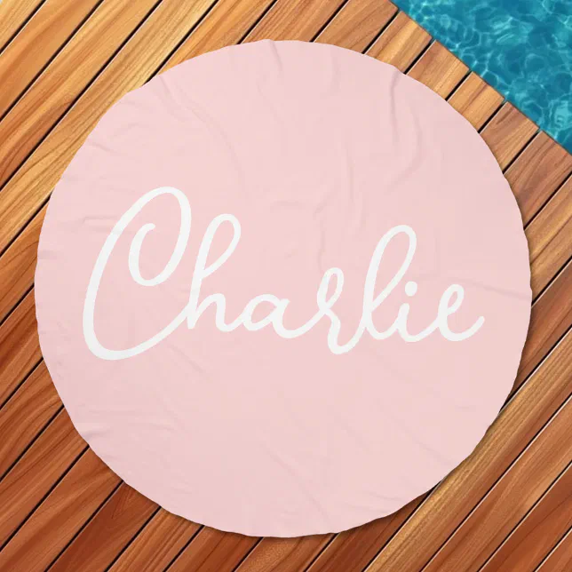 Custom name or text on light blush pink background beach towel