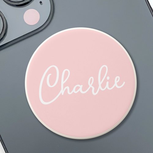 Custom name or text on light blush pink background PopSocket