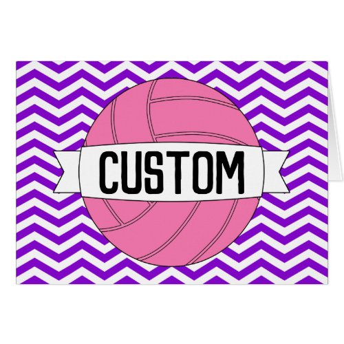 Custom Name or Text Pink Volleyball Greeting Card