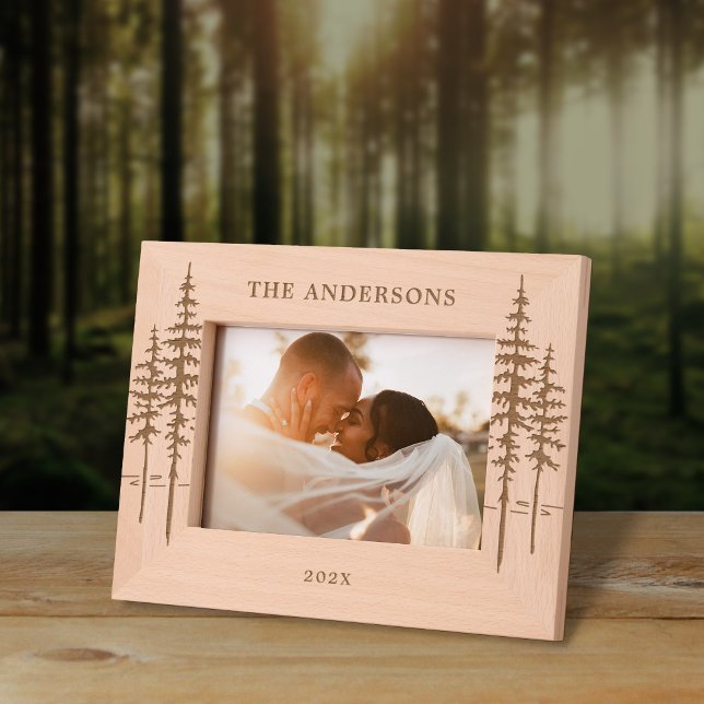 Custom Name Or Text Rustic Trees Forest  Engraved Frames (Creator Uploaded)