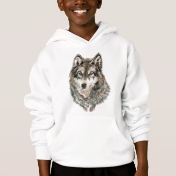 Custom Name Or Text Wolf Watercolor Animal Hoodie by countrymousestudio at Zazzle