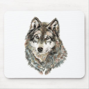 Custom Name or Text Wolf watercolor Animal Mouse Pad