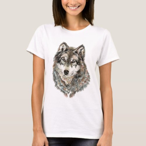 Custom Name or Text Wolf watercolor Animal T_Shirt