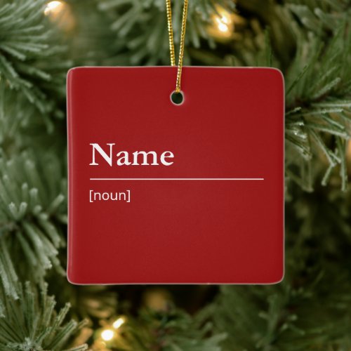 Custom Name or Word dictionary red Christmas Ceramic Ornament