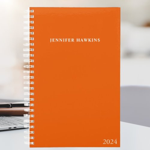 Custom Name Orange 2024 Weekly Personal Script Planner