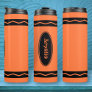 Custom Name Orange Crayon Travel Mug Drink Tumbler