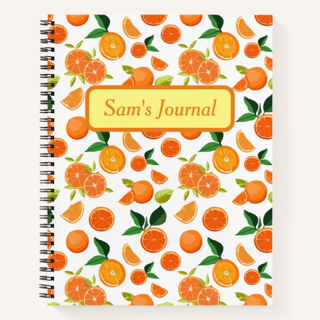 Custom Name Orange Fruit Bullet Journal (Front)