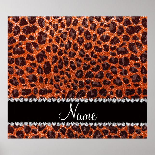 Custom name orange glitter leopard print (Front)