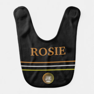 Custom Name Orange Lines Logo Baby Bib JK 2024