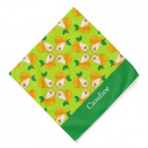 Custom name orange pears on green bandana